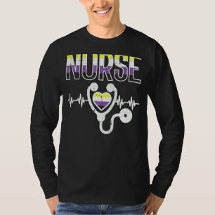 T-shirt Infirmière non binaire Coeur Coeur battement de co
