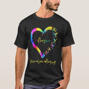 T-shirt Infirmière Paix Amour Soins Stéthoscope Infirmière
