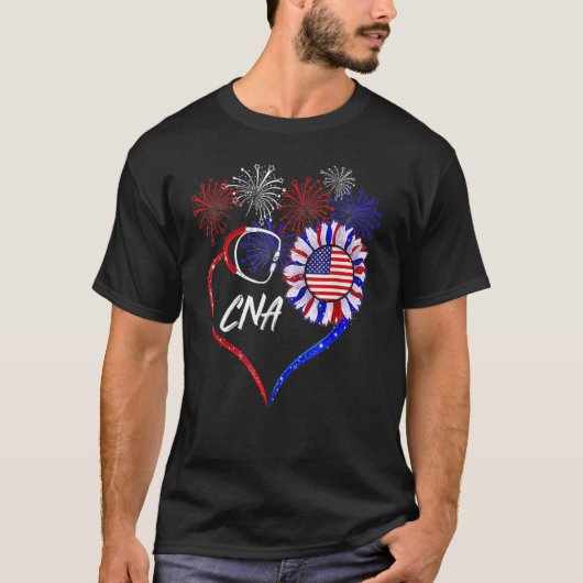 T-shirt Infirmière Patriotique Cna 4 Juillet Drapeau Améri (Devant)