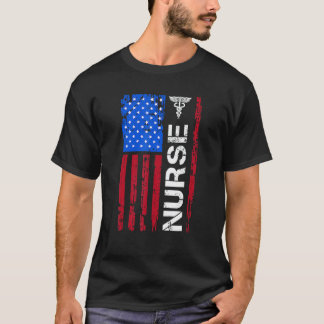 T-shirt Infirmière patriotique Drapeau américain 4 juillet