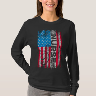 T-shirt Infirmière patriotique drapeau américain Stethosco