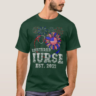 T-shirt Infirmière patriotique RN 4 juillet Drapeau améric