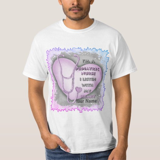 T-shirt Infirmière pédiatrique du coeur pourpre (Devant)