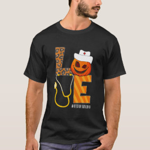 T-shirt Infirmière pédiatrique Halloween Citrouille Léopar