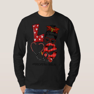 T-shirt Infirmière périphérique Plaid Leopard Love Heart M