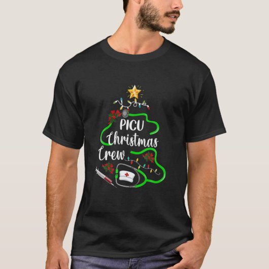 T-shirt Infirmière PICU Noël Équipage Infirmière Escouade  (Devant)