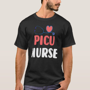 T-shirt Infirmière Picu Stethoscope Cardiaque Infirmière S
