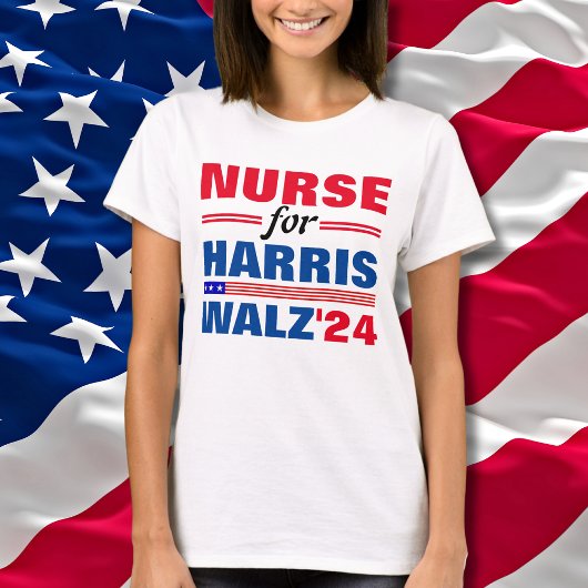 T-shirt Infirmière pour Harris Walz Red Blue