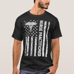 T-shirt Infirmière praticienne Drapeau États-Unis Caducée