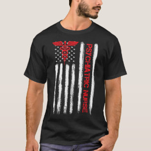 T-shirt Infirmière psychiatrique Drapeau américain Rn Sant