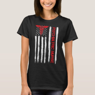 T-shirt Infirmière psychiatrique Drapeau américain Rn Sant