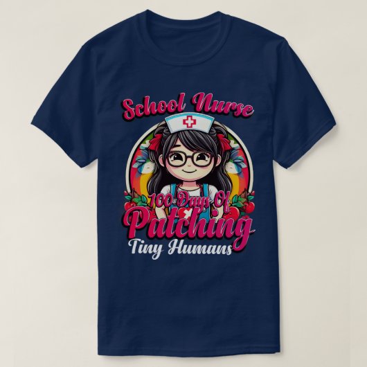 T-shirt Infirmière Scolaire 100 Jours De Patching Tiny Hum (Design devant)