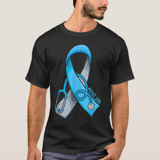 T-shirt Infirmière Sensibilisation au diabète Ruban bleu S