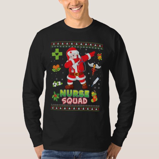 T-shirt Infirmière Squad Dabbing Père Noël Chandail de Noë (Devant)