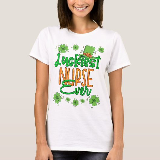 T-shirt Infirmière St Patrick Day Infirmière la plus chanc (Devant)