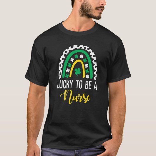 T-shirt Infirmière St Patrick S Day Lucky Rainbow Leopard (Devant)