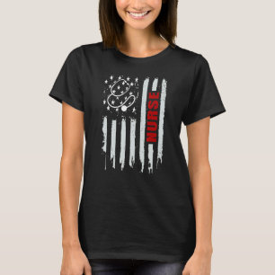 T-shirt Infirmière Stethoscope Drapeau Américain Patriotiq