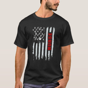 T-shirt Infirmière Stéthoscope Drapeau Américain Soins Inf
