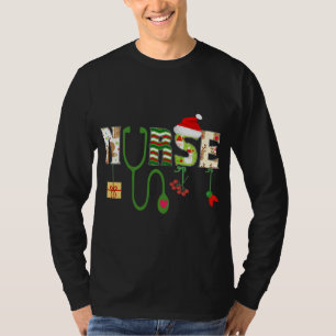 T-shirt Infirmière Stethoscope Noël Infirmière Santé Médic