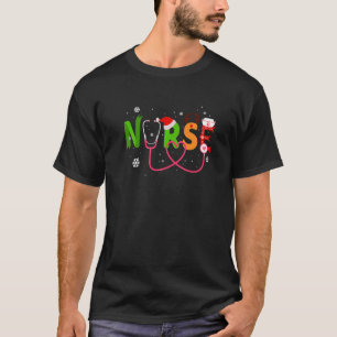 T-shirt Infirmière Stéthoscope Renne Noël Mignon Santé W