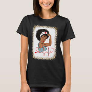 T-shirt Infirmière Symbole Médical Fort Cna Noir Décoloré