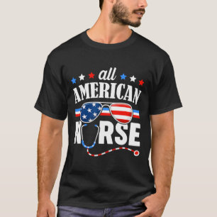 T-shirt Infirmière tout américaine drapeau américain patri