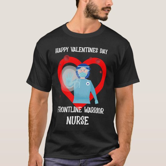 T-shirt Infirmière Valentines Jour de première ligne Trava (Devant)