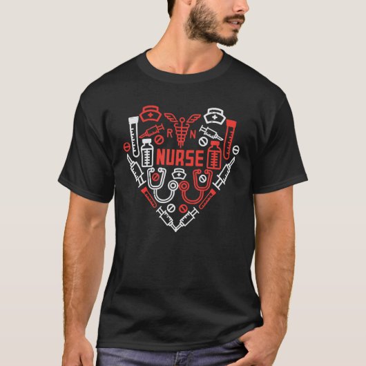 T-shirt Infirmière Valentines Jour Scrub RN ICU ER Love St (Devant)