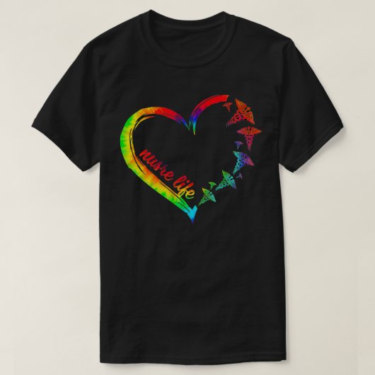 T-shirt Infirmière Vie Amour Tie Dye Étudiante en soins in (Design devant)