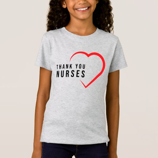 T-Shirt Infirmières Mercis| Coeur rouge (Devant)