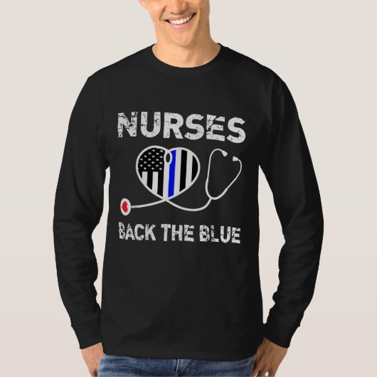 T-shirt Infirmières Retour Le Bleu Léger Ligne Bleue Drape (Devant)