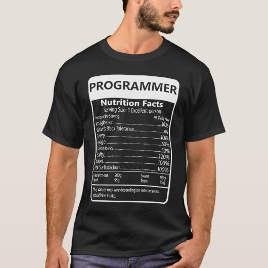 T-shirt Informations nutritionnelles pour programmeur grap (Devant)