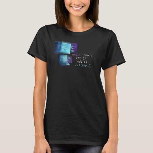 T-shirt Informatique Programmeur Python Manger Code Dormir (Devant)