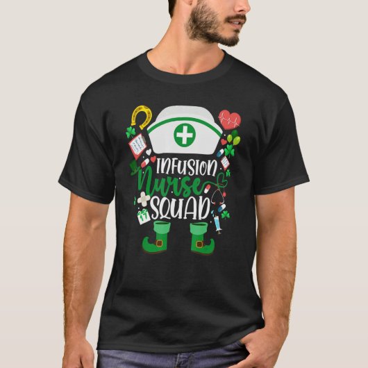 T-shirt Infusion Nurse Squad Nursing Leprechaun St Patrick (Devant)