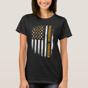 T-shirt Ingénierie Gear Cog USA Drapeau Mécanicien