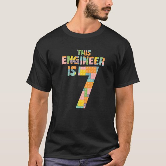 T-shirt Ingénieur 7 ans Septième anniversaire Né 2015 Maît (Devant)