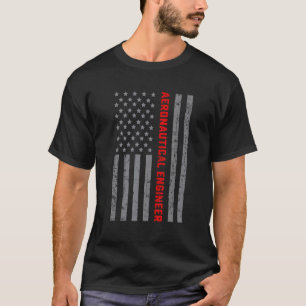 T-shirt Ingénieur Aéronautique Vintage US Drapeau Pour Hom