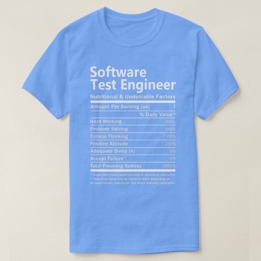 T-shirt Ingénieur De Test Logiciel Nutritionnel Et Indénia (Design devant)