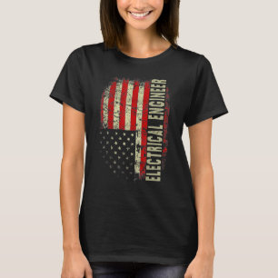 T-shirt Ingénieur électrique 4 juillet Drapeau américain P