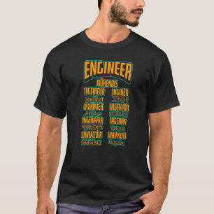 T-shirt Ingénieur Mot Langues  Ingénierie Mécanique Ci