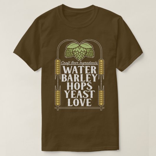 T-shirt Ingrédients de bière de métier brassant la pièce (Design devant)