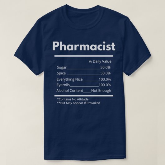 T-shirt ingrédients du pharmacien (Design devant)