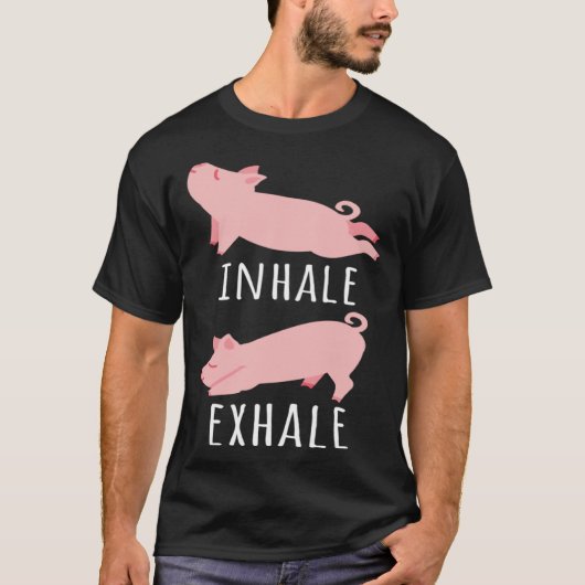 T-shirt Inhale Exhale Pig Yoga Méditation Exercice de médi (Devant)