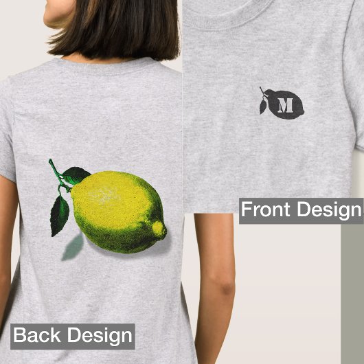 T-shirt Initial Green Lemon Silhouette Front Back Print