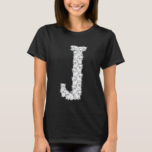 T-shirt Initial J Lettre Majuscule Amateur De Chat Drôle F