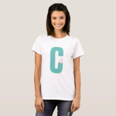 T-shirt Initiale avec étirement chat doodle drôle (Devant entier)