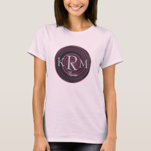 T-shirt Initiales de monogramme Tourbillons de prune Perso