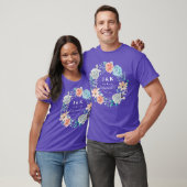 T-shirt Initiales Florales Monogrammes Nom de famille pers (Unisexe)