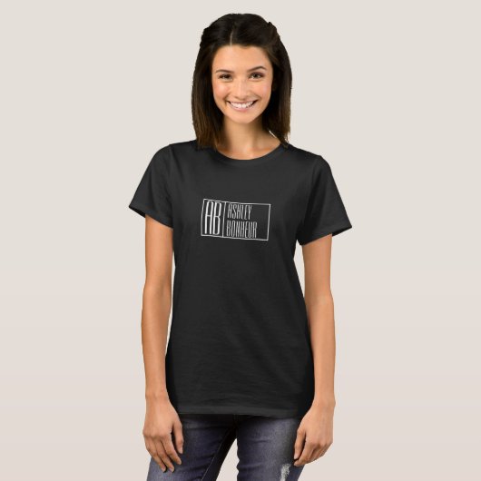 T-shirt Initiales modernes en noir et blanc avec nom Monog (Devant entier)