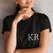 T-shirt Initiales monogrammes | Élégant noir moderne
